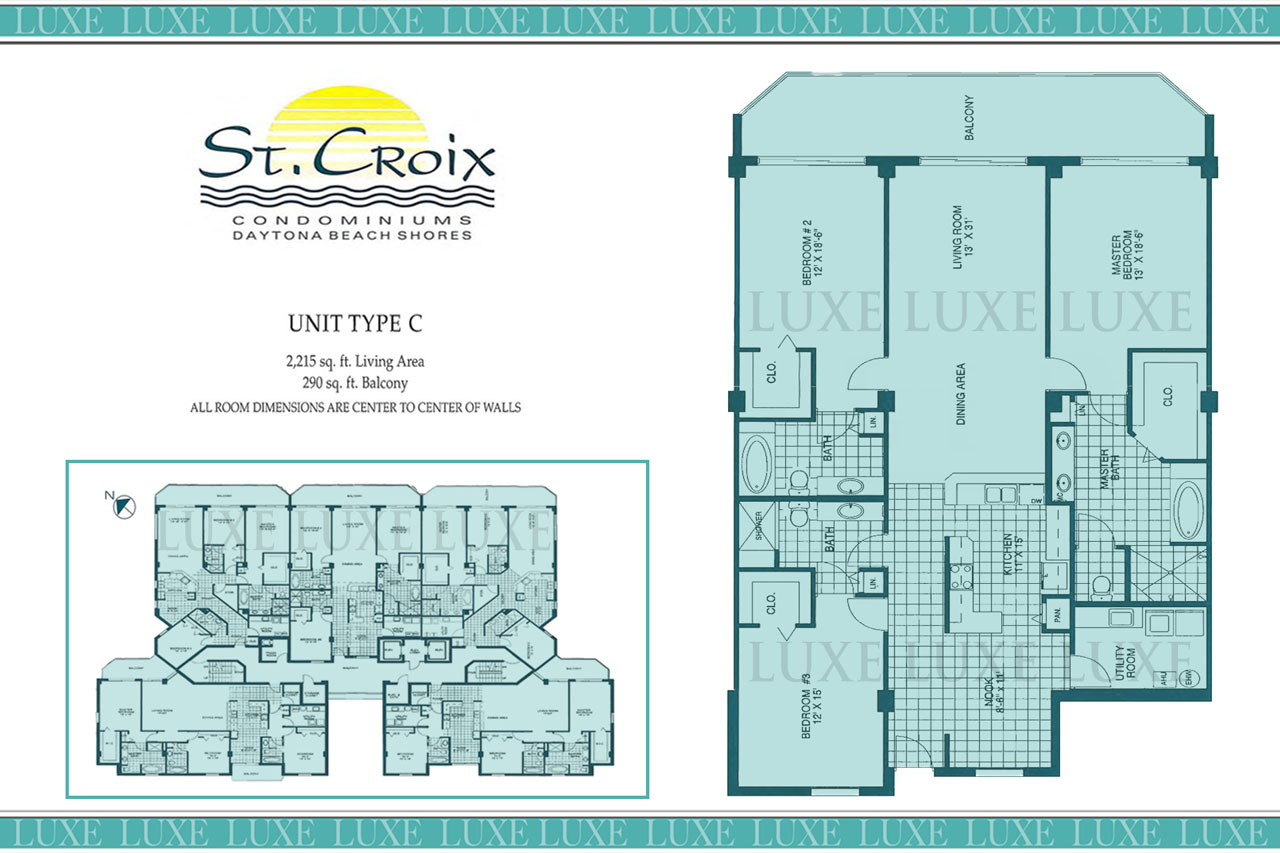 St Croix Condos Floor Plan C Unit 03 - 3145 S Atlantic Ave Daytona Beach Shores - The LUXE Group 386.299.4043